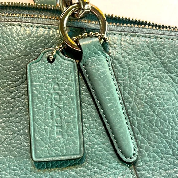 Coach Light Blue Mini Kelsey Leather Satchel Tote Bag w/ Crossbody Strap - Picture 3 of 13